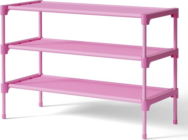Kitsure Shoe Rack – Premium Non-Woven Shoe Rack Shelf, Shoe Organizer for Closet, Entryway, Garage & Corridor, Sturdy & Durable Long Stackable Shoe Shelves, Medium, Pink