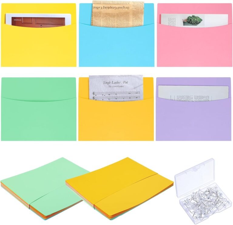 24 Pcs Oversized Wall Pockets 10 x 12 Inches 6 Colors Assortment Hanging Wall File Folder Organizer for Classroom Bulletin Boards Office Home Studying (Macaron Color)
