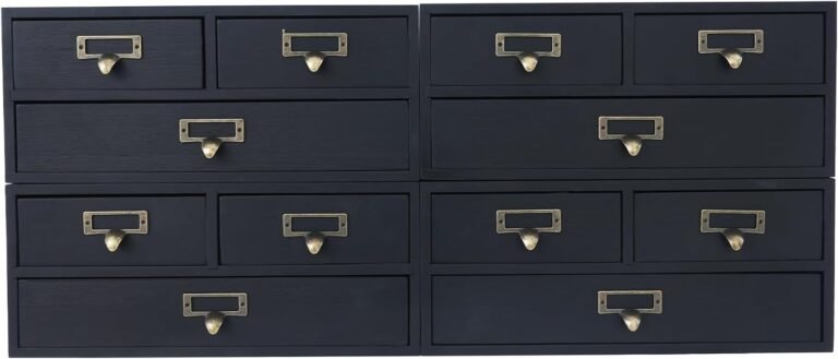 Desktop Organizer,Desktop Apothecary Cabinet With 12Drawers Wooden Storage Drawers Storage Of Cosmetics Jewelry Stationery For Living Room Bedroom Study, Max-Load 22.05Lbs,27.17*10.63*11.81In (Black)