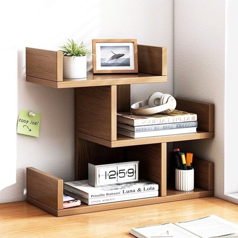 Desktop Bookshelf 3 Tier Tree Bookshelf，Wood Desktop Storage Organizer Multipurpose Bookcase Display for Bedroom, Living Room Office,Study (Walnut)