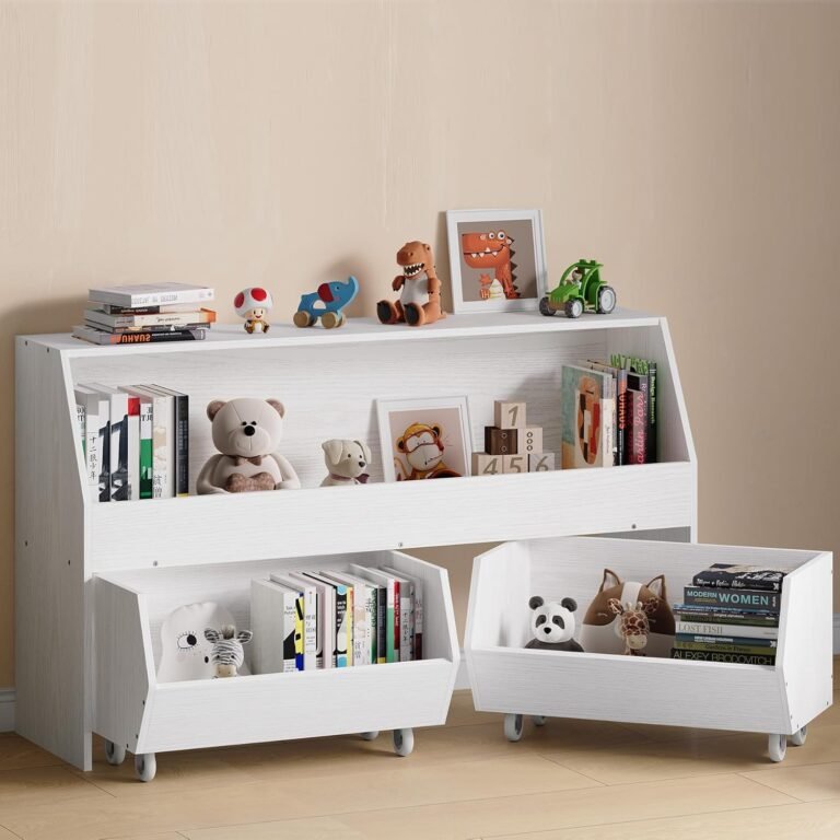 Toy Storage and Organizer, Kids Bookshelf Boys and Girls Muti-Functional Bookcase and Storage Bin with Moveable Drawers, Children Toddler Storage Carbinet