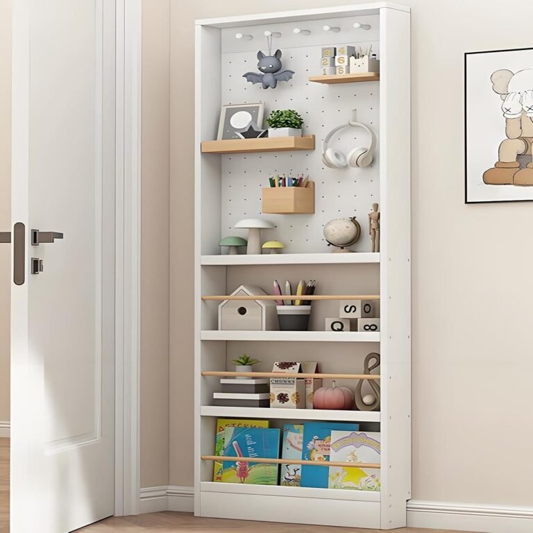 Behind Door Bookshelf,Toddler Bookshelf,Storage Cabinets,Organizer for Toys and Books,Storage Rack with Perforated Board,for Living Room, Children’s Room, Study Room, etc.