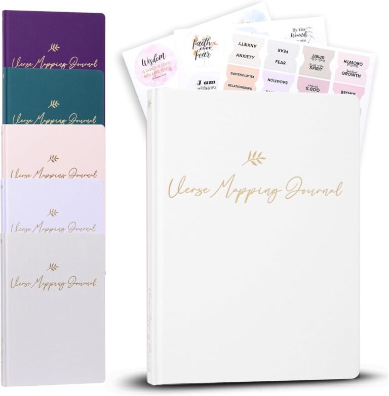 Graceful By Design Linen Bible Verse Mapping Journal – Premium Bible Study Journaling Kit – Christian Gift for Mother’s Day (White)