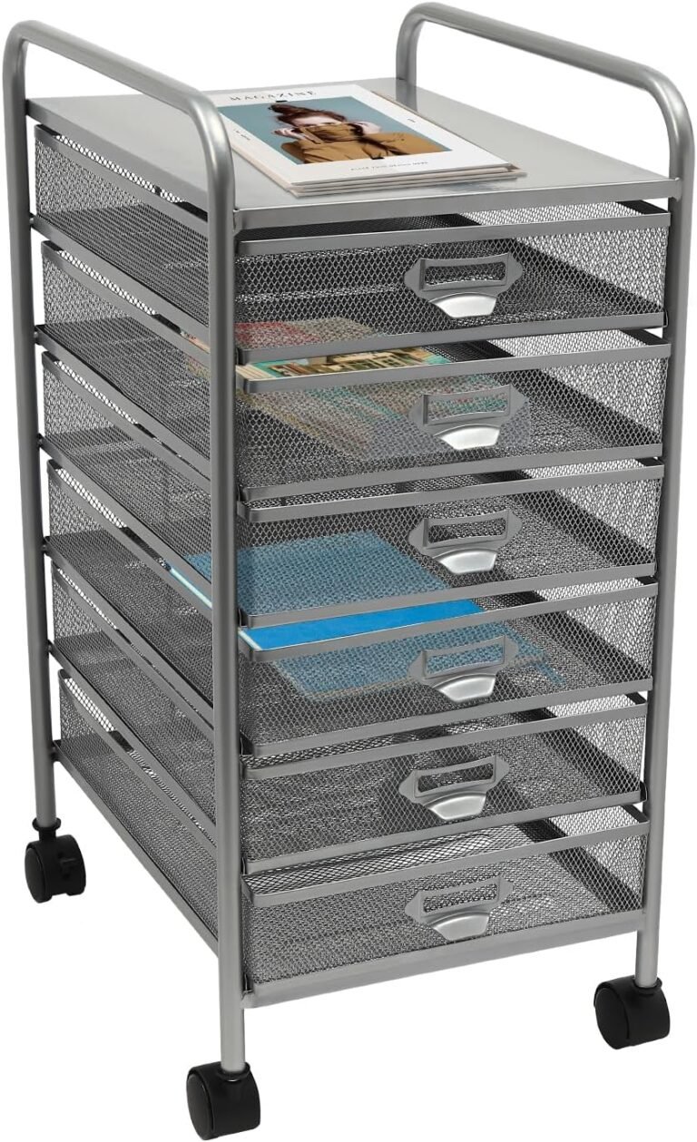 Rolling File Cabinet with 6 Drawers, Rolling Utility Cart Organizer wth Wheels Multipurpose Mobile Rolling Drawer Cart Easy Assembly for Office, Classroom, Study Rooms, Kitchen (Silver)