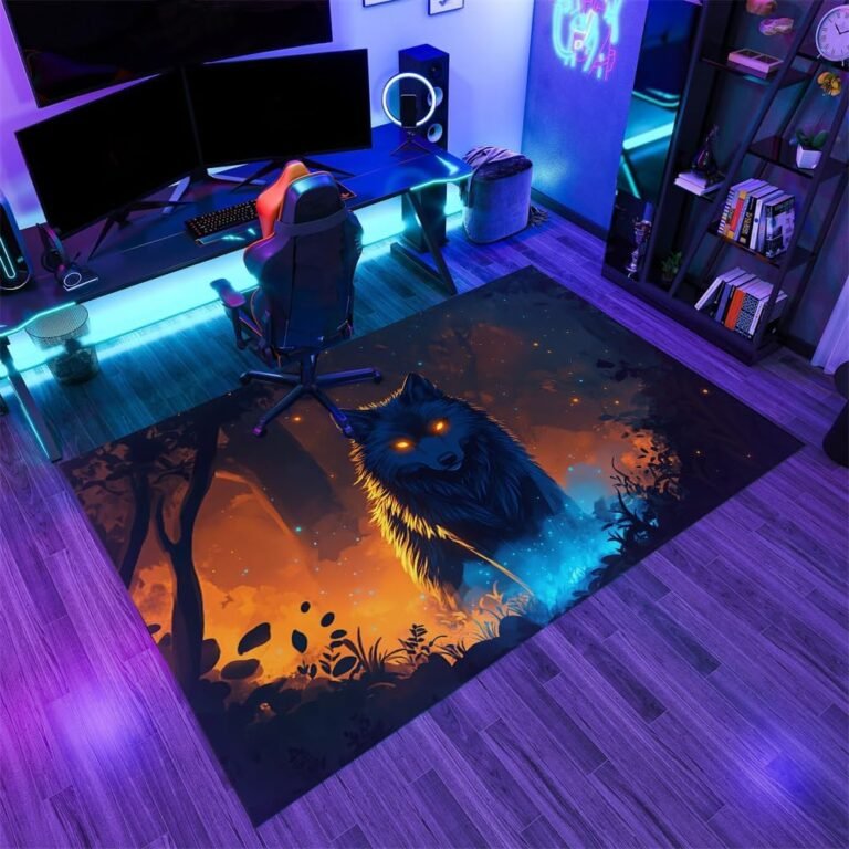 Wolf Rug 3×5 Small Area Rugs Wolf in The Forest Rugs Ultra Soft Washable Carpet with Non Slip Backing for Living Room Bedroom Gameroom Study Office Home Decor Mat