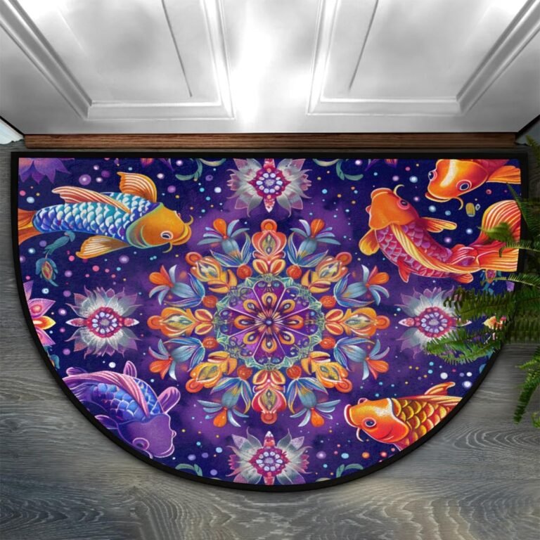 Half Round Doormat Indoor Welcome Mat Home Decorative Flowers Rugs Washable Kitchen Mat for Home Living Room Laundry Room Study Bedroom Floor Mats Ocean – Fish