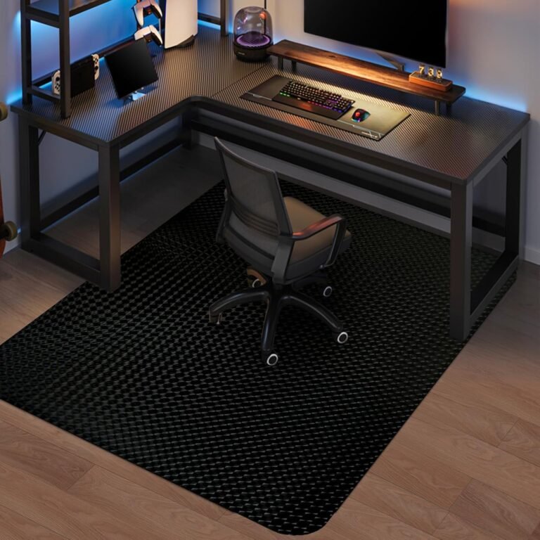 Vicwe Gaming Chair Mat for Hardwood Floor, 63″×51″ Large Office Chair Mat, PVC Computer Chair Mats, Easy Glide, Floor Protector for Rolling Chair-Black