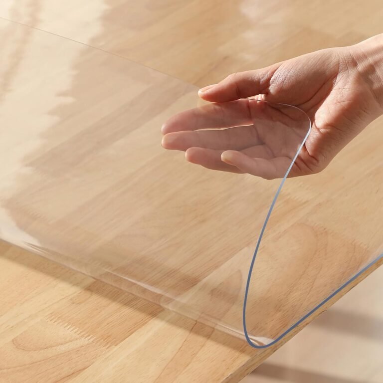 Clear Desk Mat 12 x 12 Inch 1.5mm Thick Table Cover Protector Mat Vinyl Desk Pads on top of Desks Waterproof Plastic Desk Cover PVC Table Protector Pads for Writing Desk Tabletop Night Stand Dresser