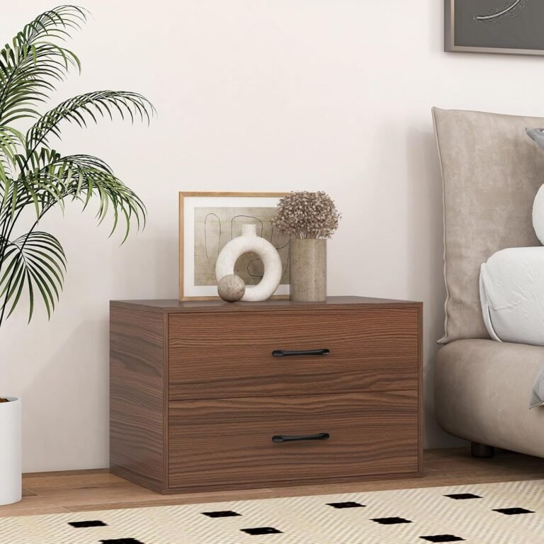MAT EXPERT 2-Drawer Dresser, Stackable Wooden Lateral File Cabinet w/Anti-tilt Kit, Low Chest of Drawers for Bedroom, Horizontal Stacking Storage Cabinet for Study Living Room Office (1, Walnut)