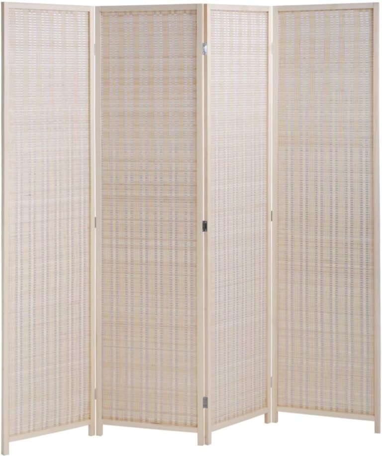 Bamboo Room Divider Folding Privacy Screen for Living Room Bedroom Study, Good Opacity Partition, Divider Has Anti-Slip Mats, Light and Easy to Move, Best Home Foldable Privacy Screen – 72″H × 17.7″W