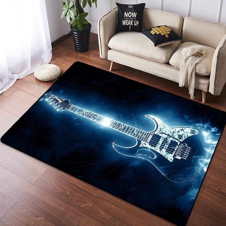 Americana Guitar Music Instrument 3D Carpet Living Room Electric Guitar Rug Bedroom Ambience Decorative Floor Mat Study Playing Room Carpet Personalized Gift (Guitar-6, 39.4″ x 62.9″x 0.24″)
