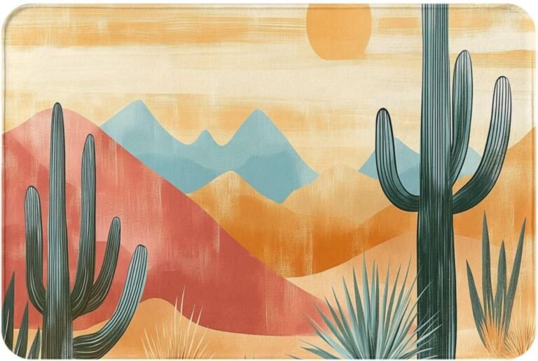Desert Cactus Floor Mats for Home,Easy Clean Entryway Doormat,Non-Slip,Absorbent,Dirt Resist,Home Living Room,Study,Bedroom,Office Home Decor,Vibrant Colors,Flannel Material 17×30 inch
