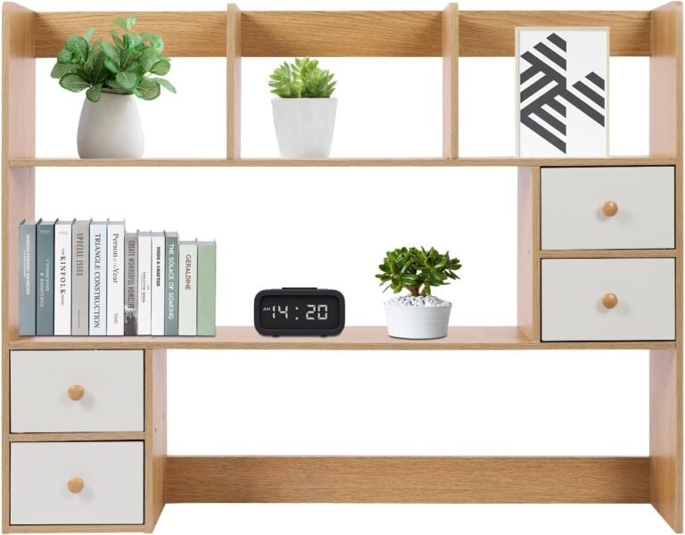 Desktop Organizer,Desktop Bookshelf,3-Tier 100Cm Desk-top Display Organizer Rack Display Rack Storage of Books Magazines Documents for Study Room Bedroom Living Room, 39.4 * 6.7 * 31.5In (Oak)