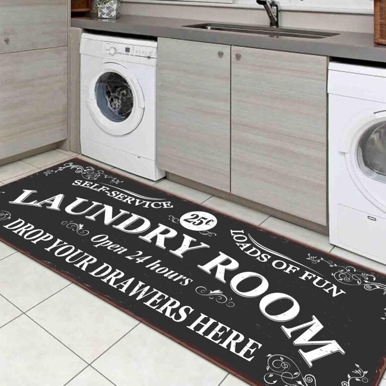 Farmhouse Laundry Room Area Rugs 20″X59″ Non Slip Waterproof Laundry Floor Mat Durable Entrance Rug Area Rug for Kitchen Floor Laundry Room Bathroom Hallway Entryway Area Rugs