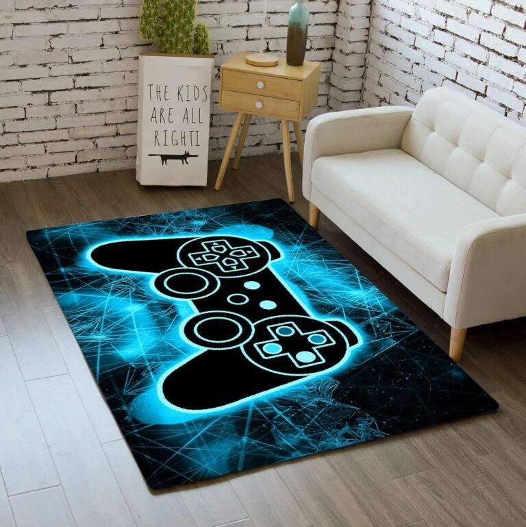 Gaming Rug – Video Game Area Rugs for Boys Teens Gamer Rug for Boys Room Gamer Controller Gamepad Pattern Carpet Floor Mat Bathroom Mat for Livingroom
