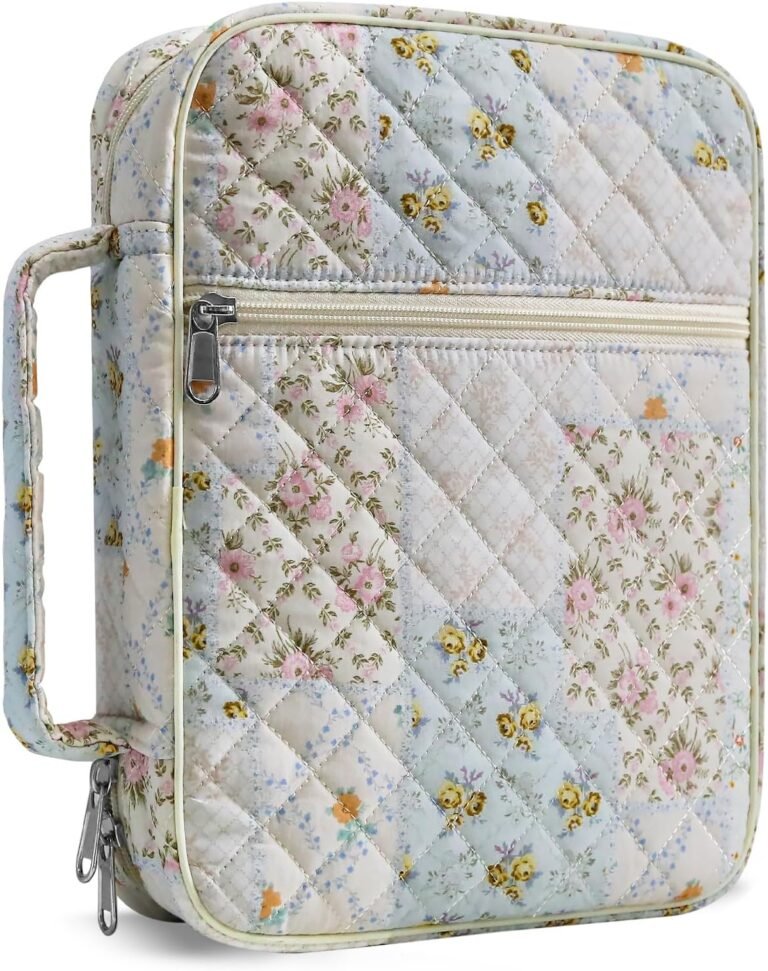 Bible Cover Case for Women,Large Bible Tote Bags Organizer Quilted Carrying Case for Girls,Bible Study Supplies Accessories Christian Gifts for Women(Colorful Floral, M)