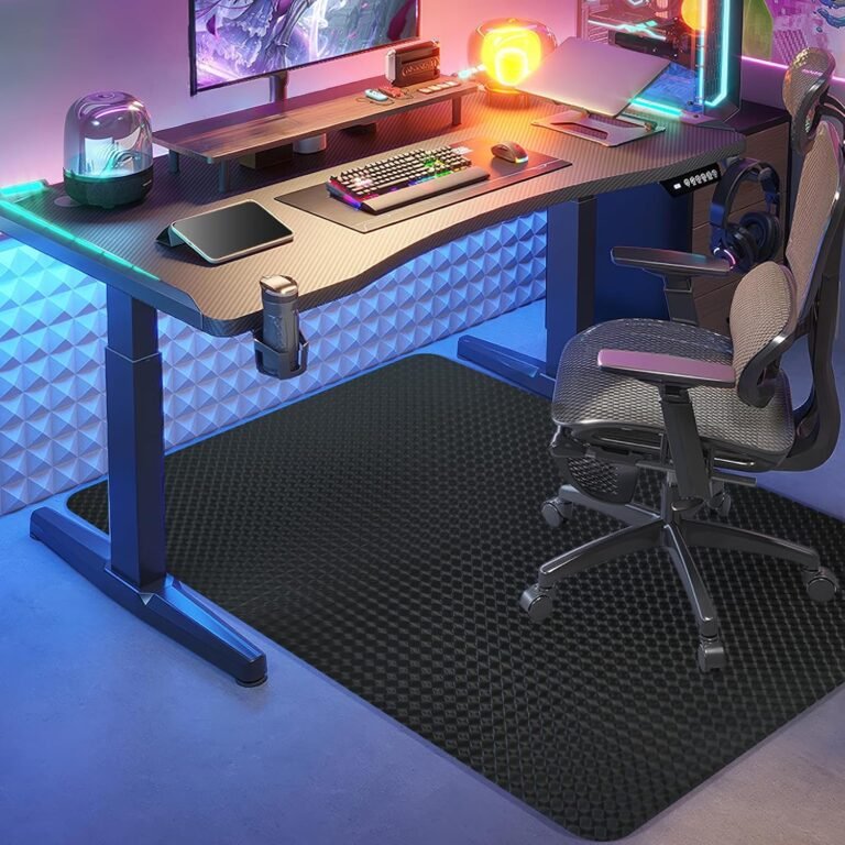Vicwe Gaming Chair Mat for Hardwood Floor, 55″×36″ Office Chair Mat, PVC Computer Chair Mats, Easy Glide, Floor Protector for Rolling Chair-Black