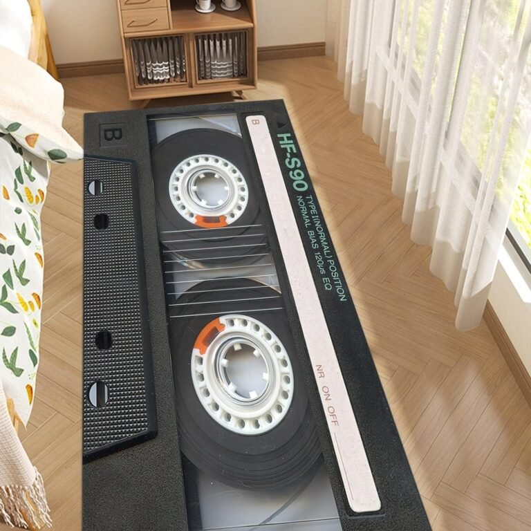 GUBIYU Black Retro Music Decor Rug for Bedroom Living Room Classroom Study Playing Non-Slip Floor Mat Carpet Cool Rug Music Room Decor for Men Bedroom Aesthetic 23.6″x59″