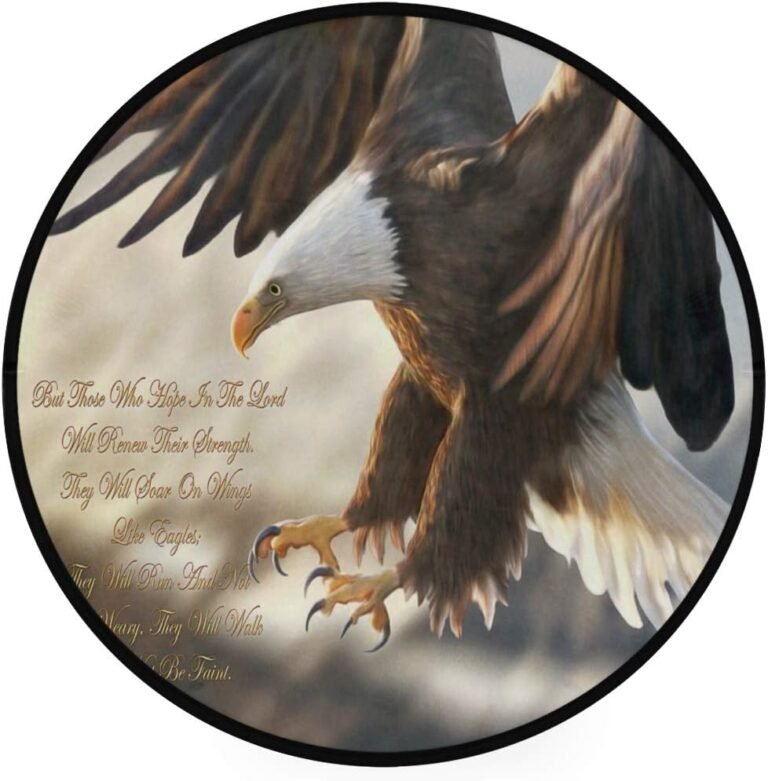 ALAZA Religious Bald Eagle Non-Slip Round Area Rug for Bedroom Living Room Study Playing Floor Mat Carpet, 3′ Diameter