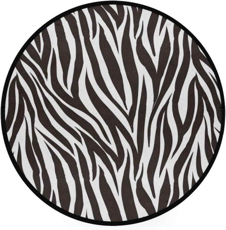 ALAZA Stylish Animal Zebra Print Non-Slip Round Area Rug for Bedroom Living Room Study Playing Floor Mat Carpet, 3′ Diameter