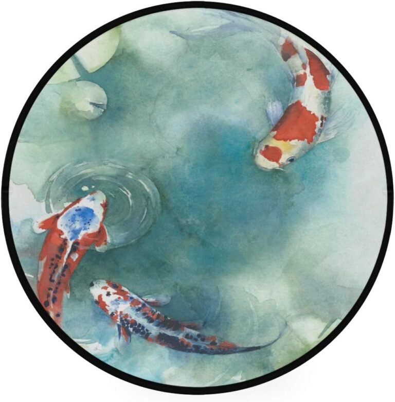 ALAZA Japanese Koi Fish in The Pond Non-Slip Round Area Rug for Bedroom Living Room Study Playing Floor Mat Carpet, 3′ Diameter