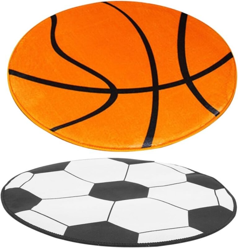 2pcs – Round Soccer Basketball Chair Mat Decorative Carpet for Living Room Bedroom Study Versatile Non- Floor Rug for Boys and Girls Sports Fans