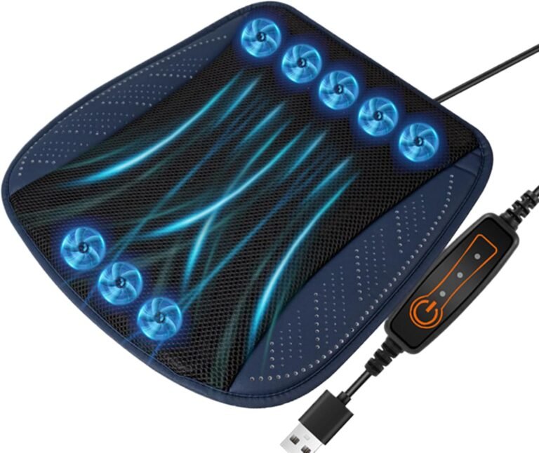 Cooling Seat Cushion, Car Front Seat Cooling Cushion Ventilated, Ice Silk Mesh Mat with 8 Fans Adjustable for RV Sedan Truck Driving Working Study Room