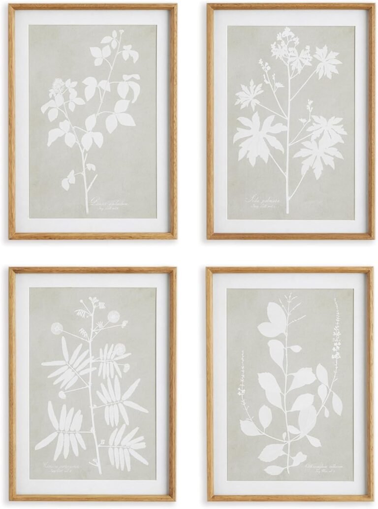 Napa Home & Garden Foliage Study Set of 4: Elegant prints on taupe beveled mats warm wood frames perfect for sophisticated home decor. Grey