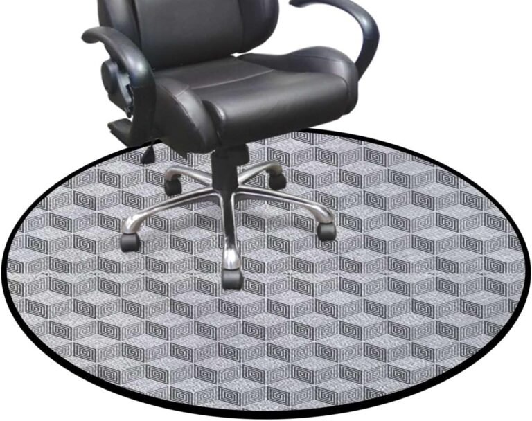 Pale Grey White Round Area Rug Doormat Non-Slip Floor Mat Carpet for Bedroom Living Room Study Playing Carpet Diamond and Square Form Simplistic Diameter 47.2 in