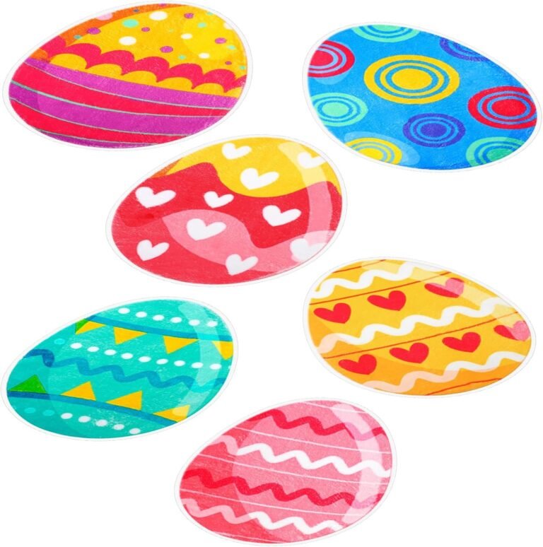 Haull 6 Pcs Colorful Easter Egg Area Rug 15x19inch Cute Happy Easter Eggs Rugs Floor Mat, Non-Slip Backing Rug Carpet for Bedroom Living Room Study Playing Carpet