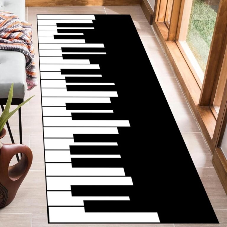 Keyboard Area Rug,2×10 ft Kids Musical Mat,Music Rugs,Music Room Rug,Flannel Carpet,Easy-Care Carrying Mat,for Living Room,Study,Office,Restaurant, Corridor,Bedroom and Aisle