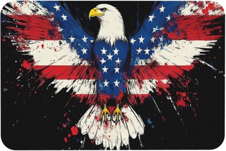 Non Slip Carpeting American Falcon,Watercolor and Ink Splash Style,Easy to Clean,Home Living Room,Study,Bedroom Decor,Housewarming Gift,Diatom Mud Material Rubber Backing Rug 16×24 inch
