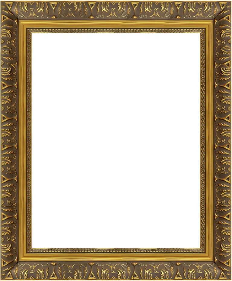 8×10 Antique Gold Picture Frame with Plexiglas & Photo Mat Board – Hand-Engraved Solid Wood Wall Frame for Canvas Art, Ready to Hang Gallery Decor in Living Room, Bedroom, Study
