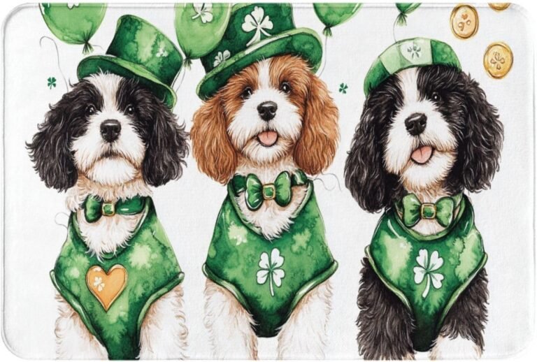 St. Patrick’s Day Dog Indoor Home Non Slip Mat,Mat for Door,Getting in The Holiday Spirit,Washable Easy to Clean,Absorbent Dirt Resist,for Living Room,Kitchen,Study Decor 16×24 inch