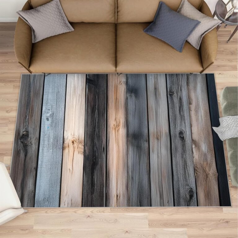 Vintage Wooden Board Rugs for Girls Room, Farm Boards Area Rug, Washable Bedroom Rug for Living Room Study Office Decor Floor Mat 5×6