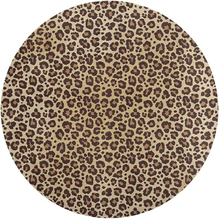 KiuLoam Animal Leopard Cheetah Print Brown Rug Non-Slip Round Area Rug for Bedroom Living Room Study Playing, Sofa Nursery Carpet Floor Mat,80 x 80cm Round