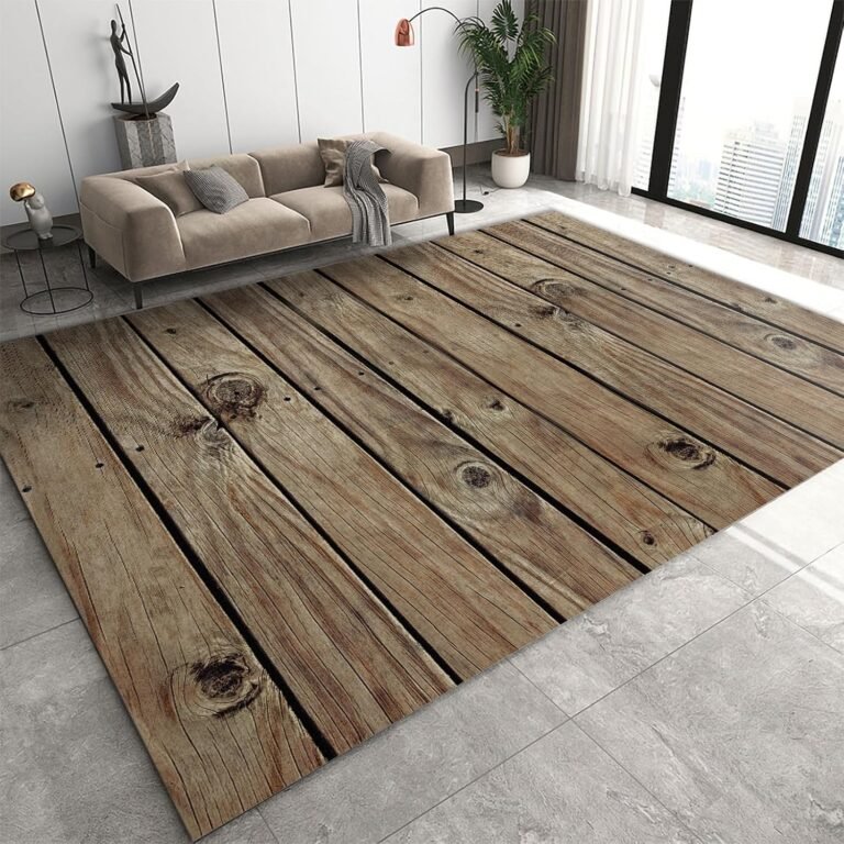 3×5 Area Rug, Rustic Wood Board Rug, Farmhouse Wood Grain Indoor Non Slip Print Rugs, Machine Washable Carpet for Living Room Bedroom Study Office Kitchen Dining Room Decor Floor Mat