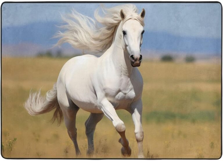 The White Stallion Flannel Floor mat (80×58 inches), Bedroom Carpet, Living Room and Study Decoration mat