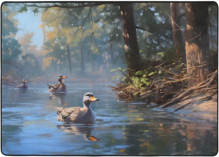 Mallard Ducks Swimming Flannel Floor mat (80×58 inches), Bedroom Carpet, Living Room and Study Decoration mat