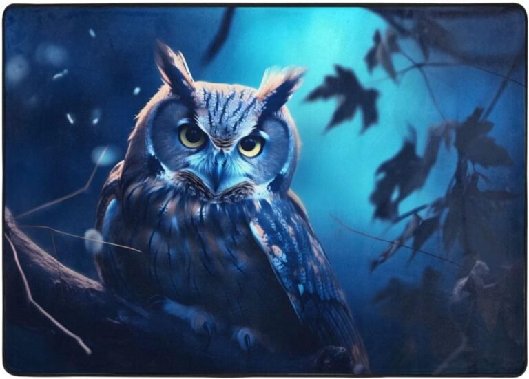 Owl in The Moonlight Flannel Floor mat (80×58 inches), Bedroom Carpet, Living Room and Study Decoration mat