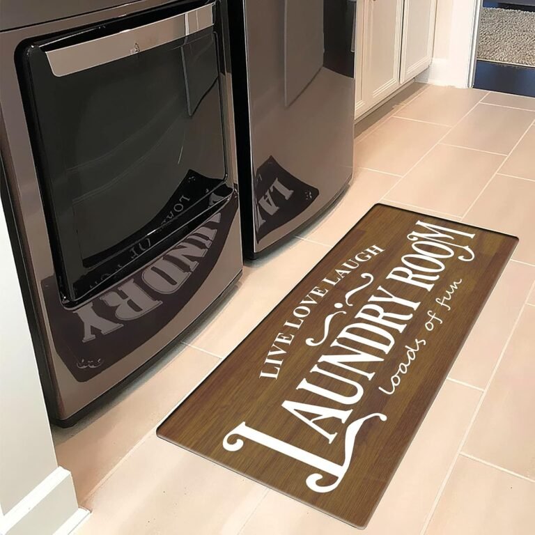 LEVINIS Farmhouse Laundry Room Rug 48″X20″ Vintage Wood Non Slip Laundry Room Mat for Washer and Dryer, Loads of Fun Rug