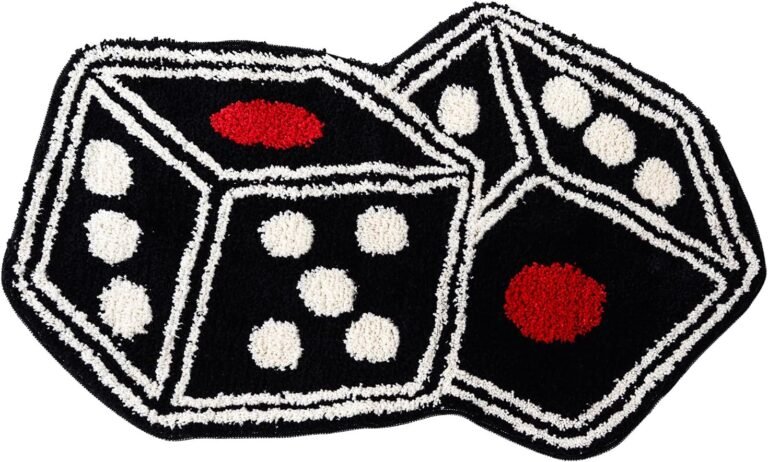 Dice Rug – 31″X23″ Cool Carpet Non-Slip Flocking Floor Bath Mat for Living Room Decor, Alt Room Decor Soft Y2K Rugs Hypebeast Doormat for Bedroom