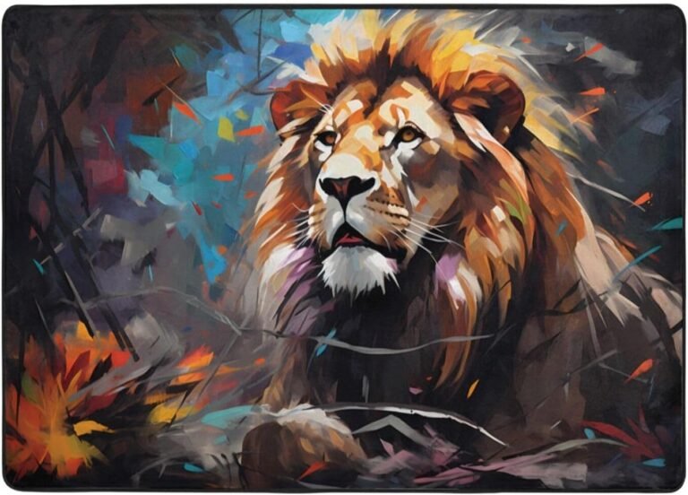 Majestic and Majestic Lion Flannel Floor mat (80×58 inches), Bedroom Carpet, Living Room and Study Decoration mat