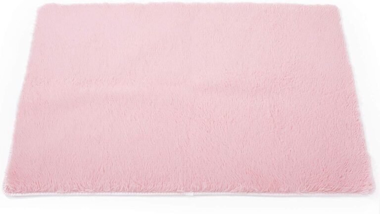 TTLOJ Rectangle Rug for Play Tent, Decorative Area Rug, Fluffy Soft Mat Pad for Kids’ Playhouse, Nursery, Children’s Room Decor, Dormitory Velvet 50.5″ Lx38.5″ W Pink