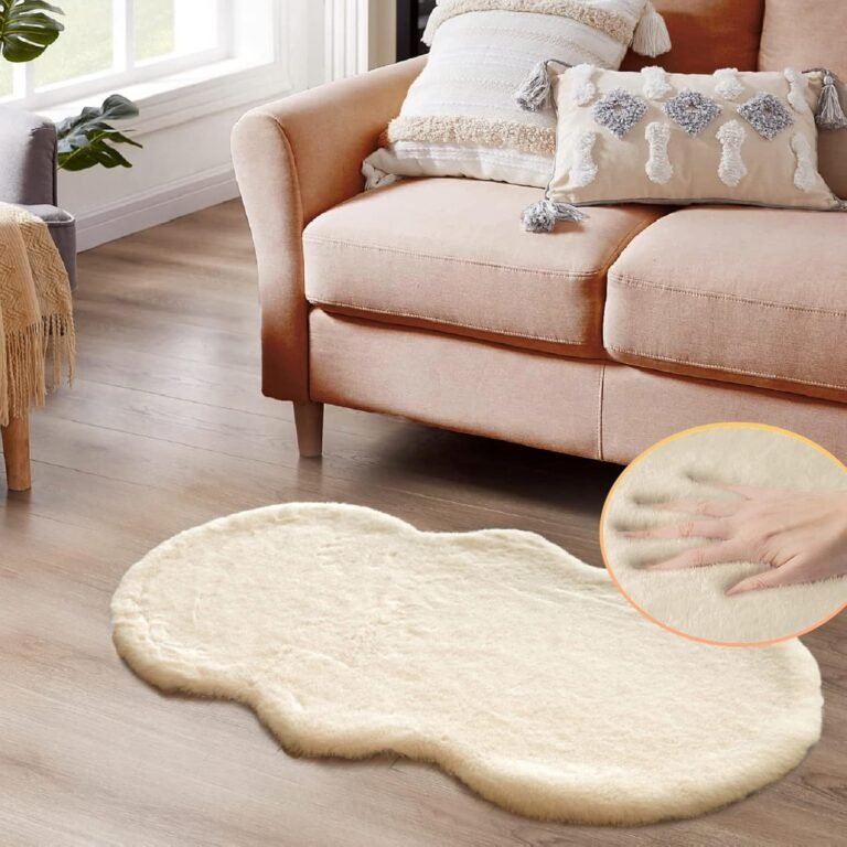 Light Brown Beige Plush Faux Rabbit Shaggy Fur Area Rugs for Living Room Washable Fuzzy Rug Runner Small 2×4 Nursery Rug