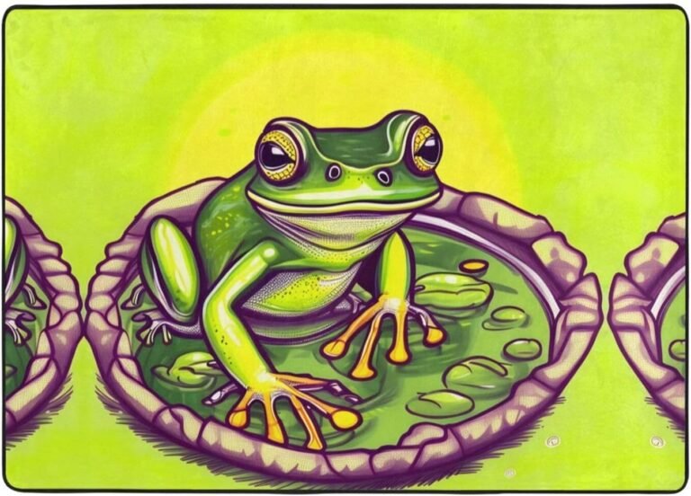 Frog in a Pond Flannel Floor mat (80×58 inches), Bedroom Carpet, Living Room and Study Decoration mat