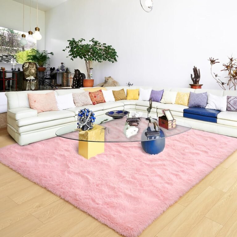 Ultra Soft Pink Rugs for Bedroom 5×8 Feet, Fluffy Shag Area Rugs for Living Room, Large Comfy Furry Rug for Girls Kids Baby Room Decor, Non Slip Nursery Rug Modern Indoor Fuzzy Floor Carpet