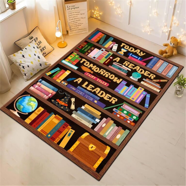 Classroom Library Rug, Reading Rug for Classroom Library, Carpet for Study Room, Non-Slip Rubber Bottom Low Pile Fade Resistant, Full Size 2×3 3×5 4×6 5×7 6×9 Ft S02