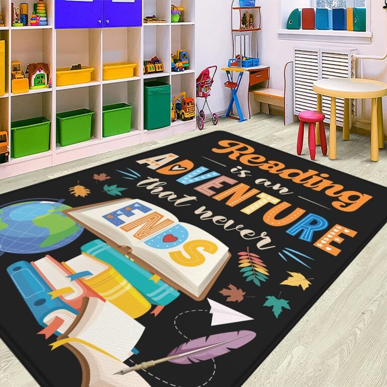 Reading is an Adventure Never Ends Rug, Custom Classroom Library Rugs – Reading Rug for Classroom, Cozy Class Corner, Motivational Mat for Kids Teachers, Perfect for Reading Nooks Decor