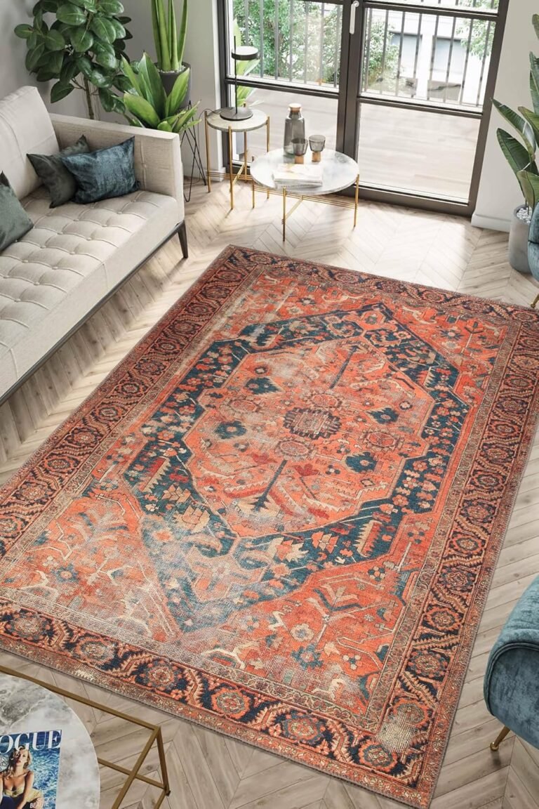 Keen Home Design 3×5 Rug – Machine Washable Entry Rug with Non-Slip Backing, Ideal for Enteryway, Kitchen, Bathroom, Laundry Room – Vintage, Easy Clean, Durable, Low Pile Rug – (3′ x 5′)